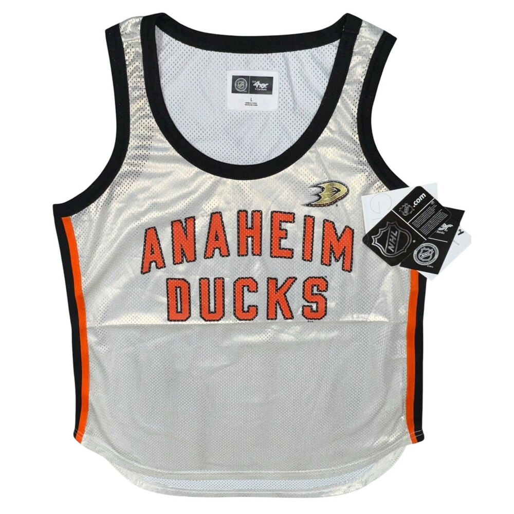 Anaheim Ducks Womens X-Large Jersey G-III Authentic Hockey White Sleeveless New